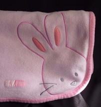 Carters Pink Fleece Embroidered Bunny Rabbit Tiny Hugs Patch Baby Blanket Girl - £10.73 GBP