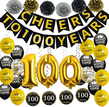 Trgowaul 100Th Birthday Decorations Kit Gold Glittery Cheers to 100 Year... - $25.46