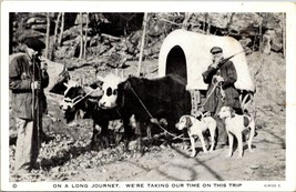 Arkansas Ozarks Cows Wagon Dogs Man w/ Pipe &amp; Rifle Photo-Tone Vintage Postcard - £7.39 GBP