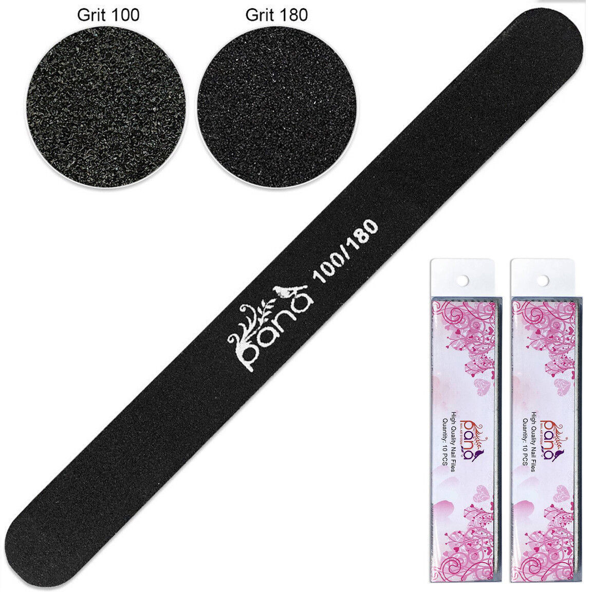 Primary image for 20Pcs Professional Round Black Nail Files Double Sided Grit 100/180