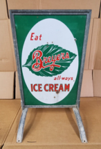 Vintage Breyers ICE CREAM Dairy Double Sided Sidewalk Curb Sign Porcelai... - £670.08 GBP