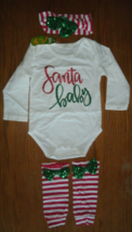 NEW Girls &quot;Santa Baby&quot; 4 Pc Christmas Outfit sz 3/4T w/ glitter &amp; sequin... - £7.78 GBP