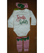 NEW Girls &quot;Santa Baby&quot; 4 Pc Christmas Outfit sz 3/4T w/ glitter &amp; sequin... - £7.82 GBP