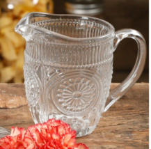 Pioneer Woman Adeline Creamer Clear Embossed Glass Pitcher Vintage Retro... - £24.17 GBP