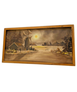 Original Art Painting Netherlands Windmill Castle Dutch Vintage Wood Fra... - $3,517.79 MXN