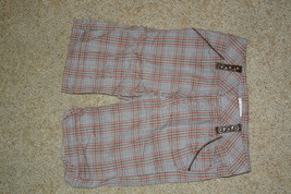 Candie&#39;s Bermuda Shorts Plaid Pants Size 12 Girls Brown Gray Orange Candies - £6.29 GBP