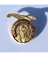Vintage FOE Eagle Lapel Pin For Home For Country For God Gold Tone - £19.62 GBP