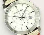 Burberry The City BU9357 Classic Chronograph 42mm Leather Silver Unisex ... - $250.00