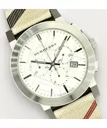 Burberry The City BU9357 Classic Chronograph 42mm Leather Silver Unisex ... - $250.00