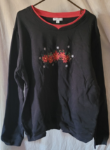 Women&#39;s Everyday Living Basics Sweatshirt Size XXL Poinsettia Snowflakes... - $25.36 CAD