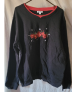 Women's Everyday Living Basics Sweatshirt Size XXL Poinsettia Snowflakes... - $17.99