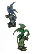 Scratch &amp; Dent Dueling Dragons 2 Piece Dragon On Geode Figurine Set - £26.54 GBP