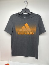 Adidas Climate Child Size Large 14/16 Gray/ Orange Logo Short Sleeve T-S... - $12.82