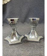 Vintage Classic Cast Metal Silver Candlesticks Pair Weighted Chrome Set ... - £10.88 GBP