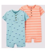 Baby Boys&#39; 9M 2pk Striped Blue Whale Rompers Just One You  Carter&#39;s, Orange - $17.76 CAD