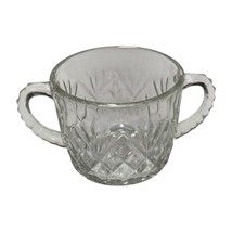 Vintage Anchor Hocking Pressed Clear Glass Pineapple Sugar Bowl Double Handle - $20.31