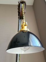 Black Porcelain Enamel Shade: 7&quot; Industrial Dome, 2-1/4&quot; fitter, Metal Lampshade - £20.69 GBP