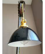 Black Porcelain Enamel Shade: 7" Industrial Dome, 2-1/4" fitter, Metal L... - $26.56