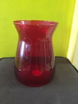 Vintage Indiana Red Glass Vase Plain Design Round Base Sloped Top Made In Usa - $59.39