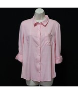 Tommy Hilfiger Women&#39;s Button Front Shirt M Medium Pink Plaid Roll Tab S... - $32.11