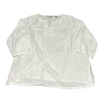 Richard Malcolm Women&#39;s White Beach Linen Cotton Mix Shirt Half Sleeve Top 1X - £22.48 GBP