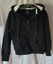 Faded Glory Jacket Size Medium (8-10) Black Zipper Lightweight Hood Fall... - $16.99