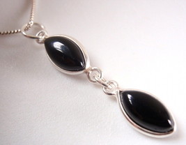 Black Onyx Pendant 925 Sterling Silver Double Marquise Gemstone 1.87ct New - $8.09