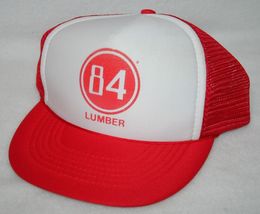 Vintage 84 LUMBER Building Materials Mesh Snapback Red Trucker HAT CAP - $24.74