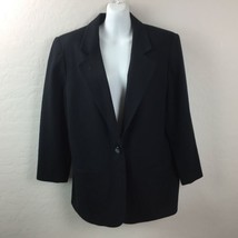 Sag Harbor Womens Black Blazer Suit Jacket 1 Button Office Church Busine... - $39.99