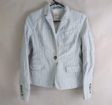 Merona Women&#39;s Blue &amp; White Striped One Button Blazer Jacket Size Small - $14.54