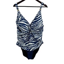 Chaps One Piece Blue Zebra Print Swimsuit Size 20W New - £22.25 GBP