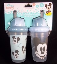 Disney Baby Mickey Mouse Straw Sipper Cup 2 pack NEW - £11.92 GBP