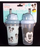Disney Baby Mickey Mouse Straw Sipper Cup 2 pack NEW - £11.75 GBP