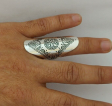 Morocca Ring Silver Tuareg Long Handmade Ethnic Jewelry Tribal African V... - $70.00