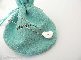 Tiffany &amp; Co Diamond Heart Necklace 19 Inch Longer Chain Gift Love Pouch Picasso - £350.84 GBP