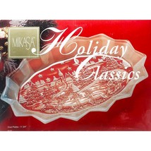 Mikasa Holiday Classics Oval Glass Platter Christmas Scene 11 3/4&quot; New - £11.72 GBP