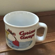 Gifts Etc. Large White Stoneware Curious George on Dock with Heart in Water COFF - $8.59