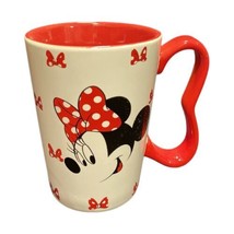 Disney Minnie Mouse Red Bow Ceramic Coffee Mug Black Red Handle Tea Cup - £14.24 GBP