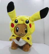 Pokemon Center 11&quot; Eevee Wearing Pikachu Cape Plush VERY RARE Japan - $28.05