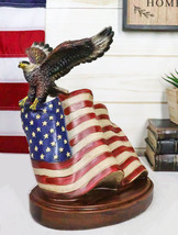 Patriotic Wings of Glory Bald Eagle Perching On American Flag Memorial F... - £33.56 GBP