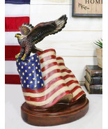 Patriotic Wings of Glory Bald Eagle Perching On American Flag Memorial F... - $766.41 MXN
