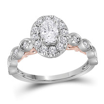 14kt Two-tone Gold Oval Diamond Solitaire Bridal Wedding Engagement Ring 3/4 Ctw - £1,198.23 GBP