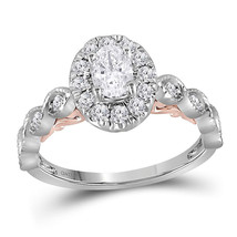 14kt Two-tone Gold Oval Diamond Solitaire Bridal Wedding Engagement Ring 3/4 Ctw - $1,499.00