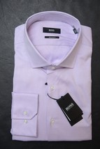 Hugo Boss Men&#39;s Gordon Regular Fit Pastel Purple Cotton Dress Shirt 38 15 - £50.46 GBP