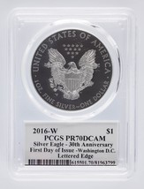 2016-W Silver Eagle PCGS PR 70 DCAM John Mercanti FDOI Washington DC Lettered - £431.86 GBP