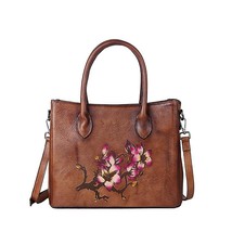 Genuine Leather Women Shoulder Bag Hand Painted Retro Bags For Women Vintage Emb - £118.46 GBP