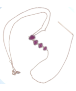 14k Rose Gold Unique Ruby and 0.64 ct Diamond Drop Lariat Necklace 17.5&quot;... - $41,076.40 MXN