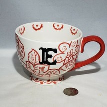 Dutch Wax by Coastline Imports Monogram Initial E Red &amp; White 16 oz Mug Tea Cup - £13.27 GBP