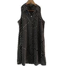 Alfani Petite Dress 8P Black White striped geo sleeveless button down vneck - $29.69