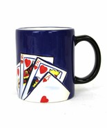  Poker Gambling Casino Chips Playing Cards Coffee Mug Ceramic Clay Art 4... - $22.43 CAD